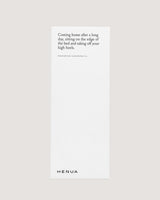 Text on a white box with 'HENUA' branding on a light gray background